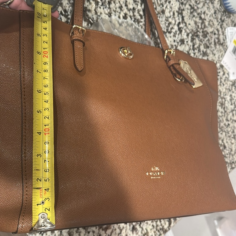 Coach Brown Leather Turn Lock Top Zip Tote - Picture 14 of 15